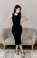 Фото Женское платье макси без рукавов вязаное Прованс Чёрное