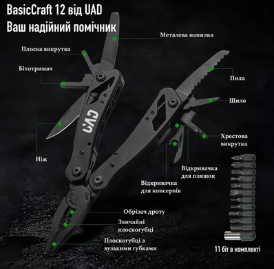 Фото Професійний мультитул UAD BasicCraft 420 12 інструментів