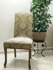 Фото Натяжной жаккардовый чехол на стул без юбки Turkey №15 Кремовый