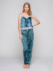 Фото Женский комплект-пижама с кружевом Велюр Serenade Зеленый