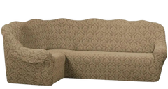 Фото Жаккардовый чехол для углового дивана без юбки + кресло Turkey №7 Какао