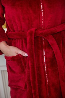 Фото Жіночий теплий халат Welsoft з каптуром на блискавці  Бордовий 1095