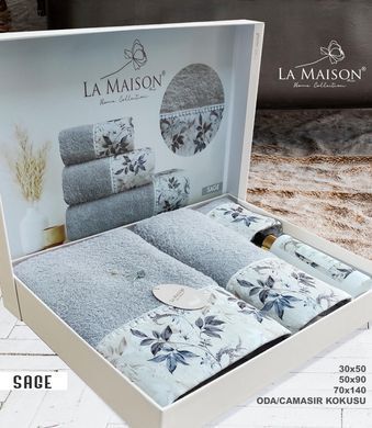 Фото Набір з 3-х махрових рушників La Maison 100% Бавовна з ароматом Sage Gri хм30544