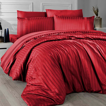 Фото Сатиновое постельное белье First Choice Deluxe Satin Dark New Trend Red
