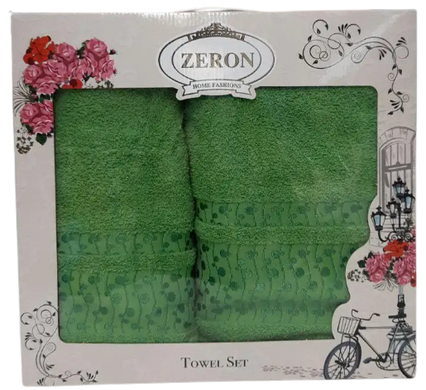 Фото Набор махровых полотенец 100% Хлопок 450 г Zeron Grass Зеленый