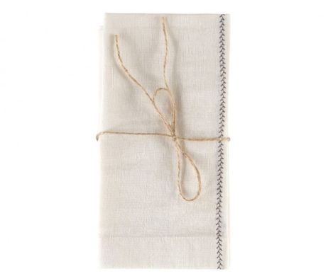 Фото Ллляна скатертина з вишивкою Lotus Home Benna Linen Off White
