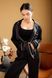 Фото №7 з 9 товару Жіночий домашній костюм Оversize Штани з лампасами + Халат Чорний 158/24