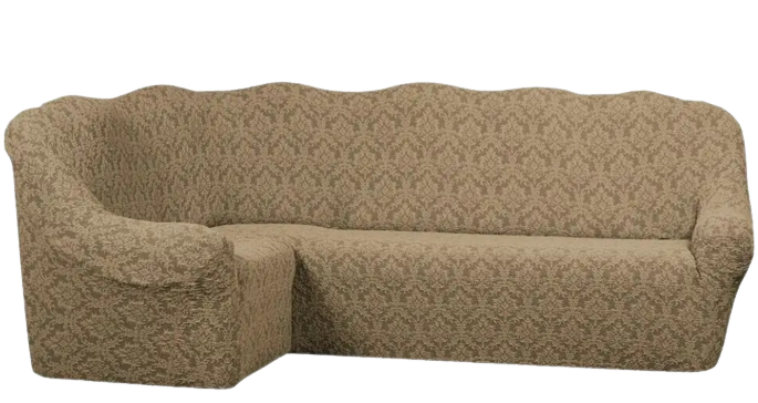 Фото Жакардовий чохол для кутового дивана + крісло без спідниці Turkey №7 Какао