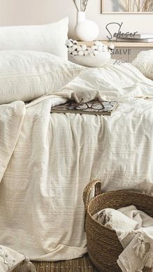 Фото Комплект постельного белья Вареный Хлопок Saheser Jacquard Salve Krem