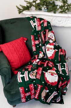 Фото Плед вязанный новогодний Прованс Ho-Ho-Ho