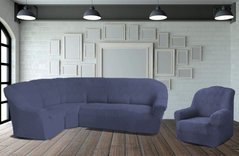 Фото Жакардовий чохол для кутового дивана + Крісло Без Спідниці Хвиля Сірий