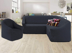Фото Чехол для углового дивана + кресло без юбки Turkey № 16 Антрацит
