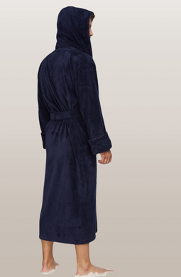Фото Мужской махровый халат с капюшоном Nusa Велюр/Махра 2955 Синий