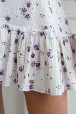 Фото Муслиновое платье с коротким рукавом Фиолетовые Цветы