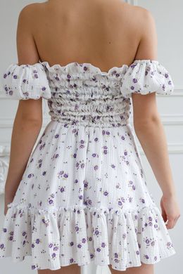 Фото Муслиновое платье с коротким рукавом Фиолетовые Цветы