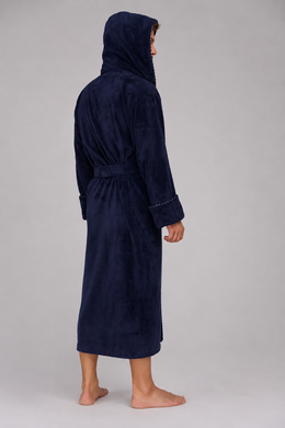 Фото Чоловічий махрово-велюровий халат з каптуром Nusa Бавовна Синій 2955 m015210
