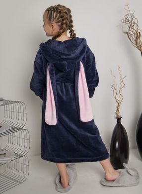 Фото Жіночий теплий халат з каптуром з вушками Welsoft Синій 1030