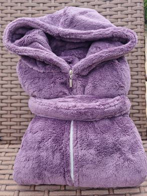 Фото Женский теплый халат Welsoft с капюшоном на молнии Лавандовый 1095