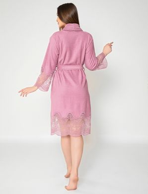 Фото Женский махровый халат с кружевом Nusa Махра/Кружево 4120 Gulkurusu Розовый