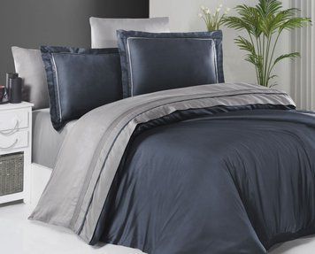 Фото Сатиновое постельное белье First Choice Deluxe Satin Dark Serenity Denim-Grey