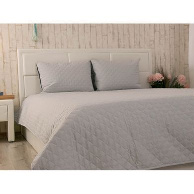 Фото Двостороннє велюровое покривало стьобане Руно Velour Dark Grey Ромб Темно-сіре 340.55_Dark Grey ромб 330.55_Dark Grey ромб