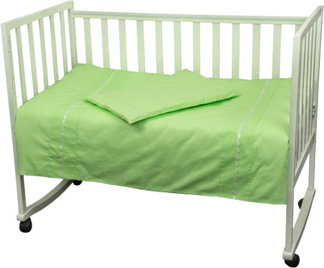 Фото Постельное белье в кроватку Веселый Горошек Руно Бязь простынь на резинке Салатовое