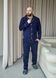 Фото №1 из 8 товара Мужская пижама с Муслина с кантом на пуговицах Штани + Кофта Синяя 405