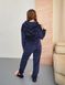 Фото №4 из 11 товара Женский спортивный велюровый костюм с капюшоном и вышивкой Синий 911