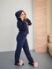 Фото №3 из 11 товара Женский спортивный велюровый костюм с капюшоном и вышивкой Синий 911