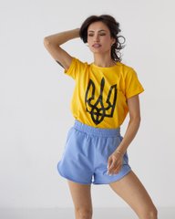 Фото Патріотична жіноча футболка 100% Бавовна Тризуб Жовта 084/22 жовтий