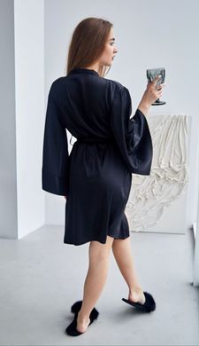 Фото Жіночий Шовковий халат з широким рукавом Чорний 112