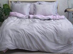 Фото Комплект постельного белья ТМ TAG Сатин Premium Рогожка Сиреневая PT-016