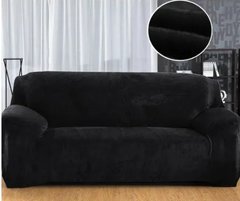 Фото Унівесральний велюровий чорний чохол на тримісний диван