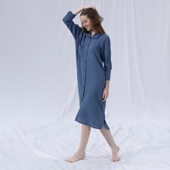 Фото Женская длинная муслиновая рубашка - платье  Penelope Serli Индиго