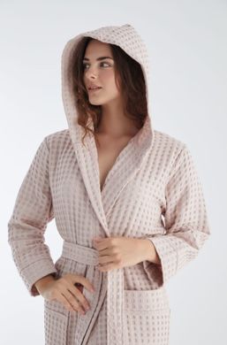 Фото Женский вафельный халат с капюшоном Бамбук Nusa 4160 Пудровый
