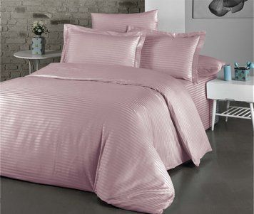Фото Комплект постільної білизни Cotton Shine Stripe Satin Pudra хм4009