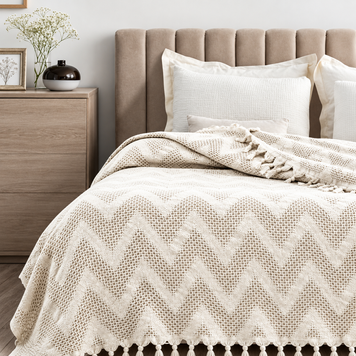 Фото Бавовняне покривало-піке Zig Zag Cream ly2321