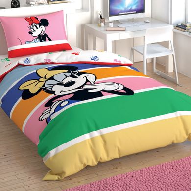 Фото Постільна білизна TAC Disney Minnie Mouse Rainbow Ranforce Ранфорс 100% Бавовна