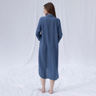 Фото Жіноча довга муслінова сорочка - сукня  Penelope Serli Індіго