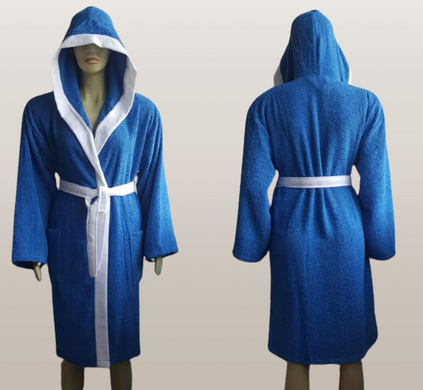 Фото Підлітковий махровий халат с каптуром 100% Бавовна Турция Блакитний