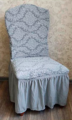 Фото Жакардовий універсальний чохол для стільця зі спідничкою Turkey № 18 Сірий