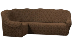 Фото Жаккардовый чехол для углового дивана без юбки Turkey Шоколад