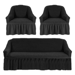 Фото Чехлы для мебели диван + 2 кресла love You антрацит