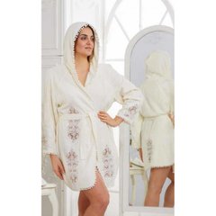 Фото Набор женский махровый халат с капюшоном + тапочки  Soft Arya 100% Хлопок Крем