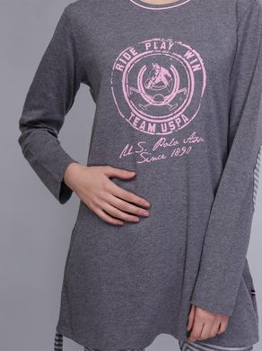 Фото Домашній бавовняний комплект-піжама U.S. Polo Assn 15515 Реглан + Лосини Сіра