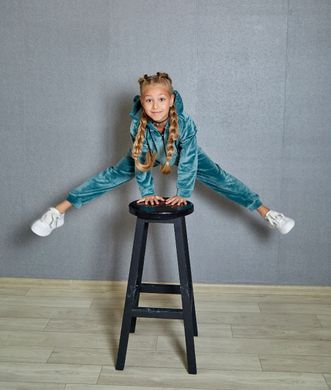 Фото Дитячий спортивний велюровий костюм на блискавці з каптуром Бірюзовий 300