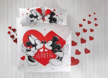 Фото Комплект постельного белья TAC Ранфорс Disney M&M Heart