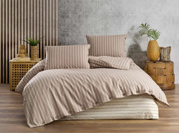Фото Постельное белье из органического хлопка Organic Deluxe Wide Coffee Stripe