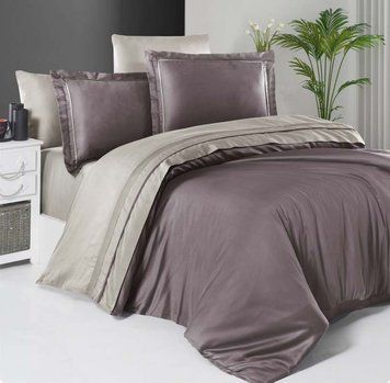 Фото Постельное белье First Сhoice De Luxe 100% Хлопок Сатин Люкс Lilac/Beige Лиловое