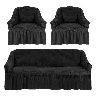 Фото Чехлы для мебели диван + 2 кресла love You антрацит